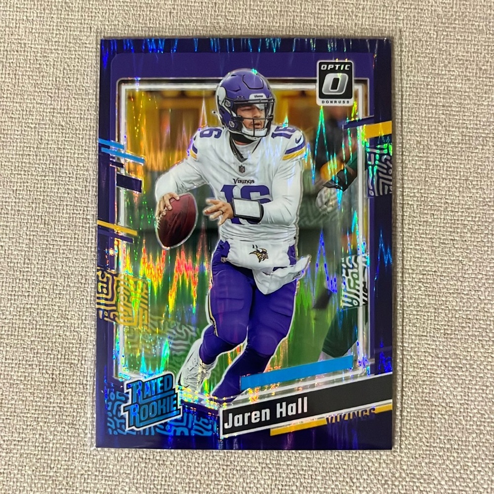 Jaren Hall Rookie 2023 Panini Optic Purple Flash Vikings NFL Football Card Sport